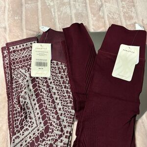 Fabletics Red Leggings with Geometric Pattern